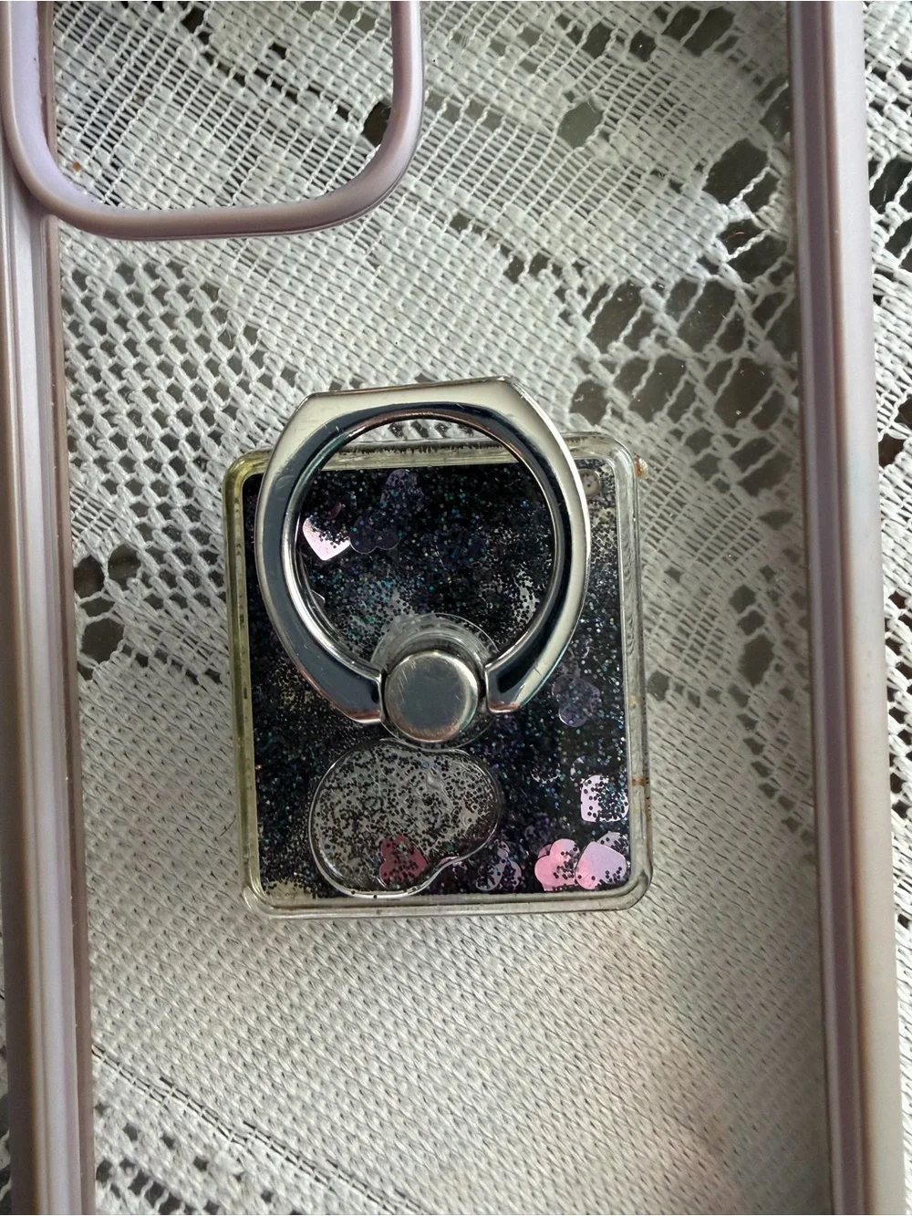 Clear Phone Case with Lavender Bumper and Ring Holder